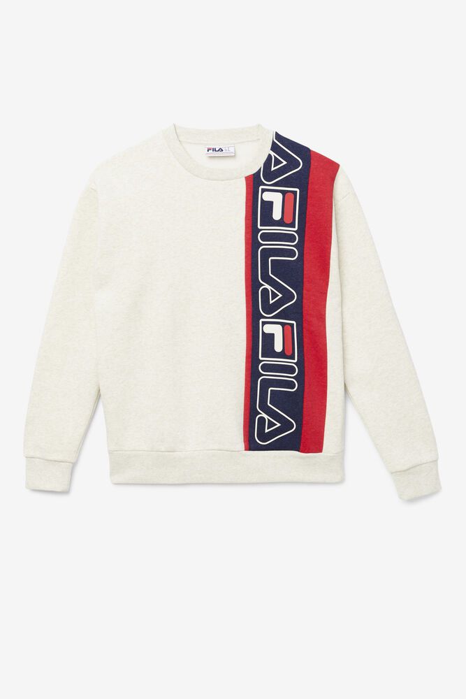 Fila Miesten Collegepaita Powel Crew Valkoinen - UCLM-12648